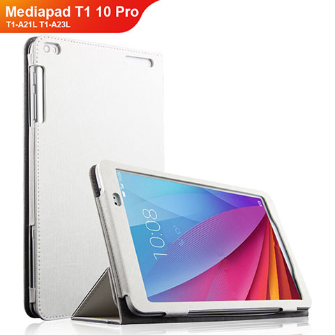 Huawei Mediapad T1 10 Pro T1-A21L T1-A23L用手帳型 レザーケース スタンド ファーウェイ ホワイト
