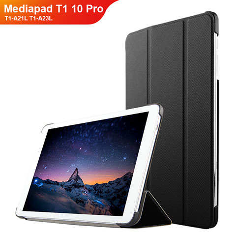 Huawei Mediapad T1 10 Pro T1-A21L T1-A23L用手帳型 レザーケース スタンド L02 ファーウェイ ブラック