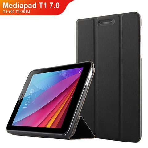 Huawei Mediapad T1 7.0 T1-701 T1-701U用手帳型 レザーケース スタンド ファーウェイ ブラック