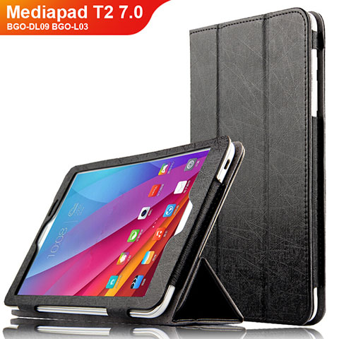Huawei Mediapad T2 7.0 BGO-DL09 BGO-L03用手帳型 レザーケース スタンド L01 ファーウェイ ブラック