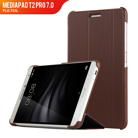Huawei MediaPad T2 Pro 7.0 PLE-703L用手帳型 レザーケース スタンド R01 ファーウェイ ブラウン