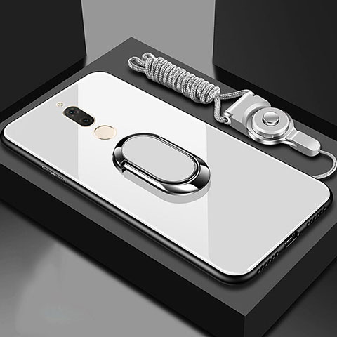 Huawei Nova 2i用ハイブリットバンパーケース プラスチック 鏡面 カバー アンド指輪 マグネット式 ファーウェイ ホワイト