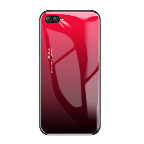 Huawei Nova 2S用ハイブリットバンパーケース プラスチック 鏡面 虹 グラデーション 勾配色 カバー ファーウェイ レッド