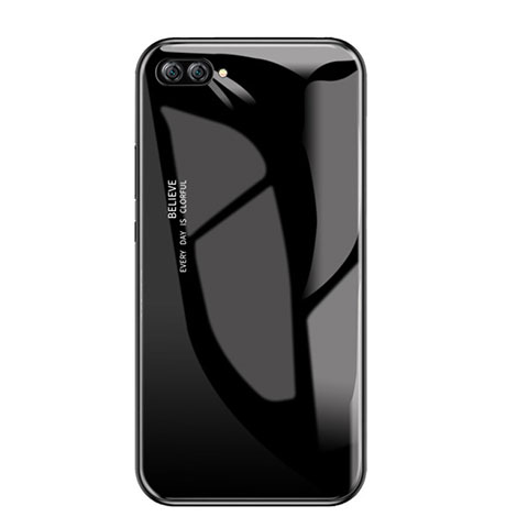 Huawei Nova 2S用ハイブリットバンパーケース プラスチック 鏡面 虹 グラデーション 勾配色 カバー ファーウェイ ブラック
