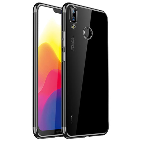 Huawei Nova 3e用極薄ソフトケース シリコンケース 耐衝撃 全面保護 クリア透明 H01 ファーウェイ ブラック