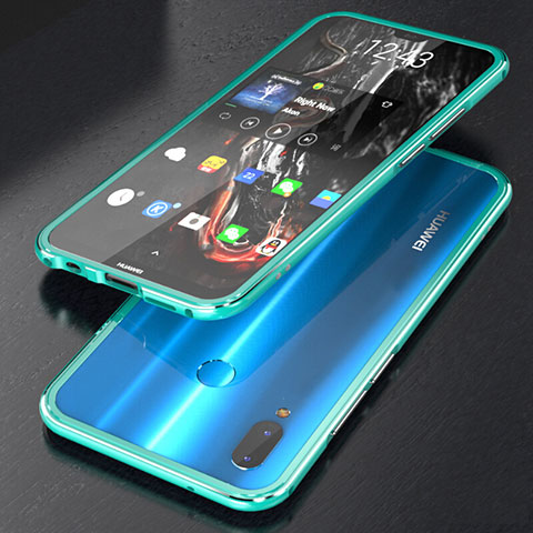 Huawei Nova 3e用ケース 高級感 手触り良い アルミメタル 製の金属製 360度 フルカバーバンパー 鏡面 カバー M02 ファーウェイ ブルー