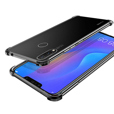 Huawei Nova 3i用極薄ソフトケース シリコンケース 耐衝撃 全面保護 クリア透明 H01 ファーウェイ ブラック