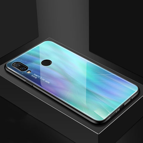 Huawei Nova 3i用ハイブリットバンパーケース プラスチック パターン 鏡面 カバー ファーウェイ シアン