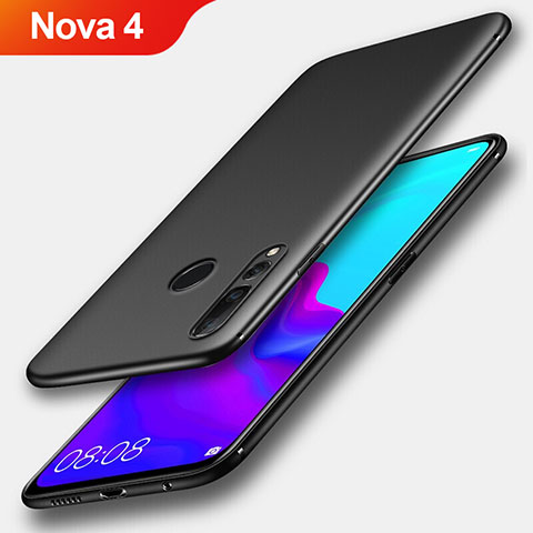Huawei Nova 4用極薄ソフトケース シリコンケース 耐衝撃 全面保護 S04 ファーウェイ ブラック