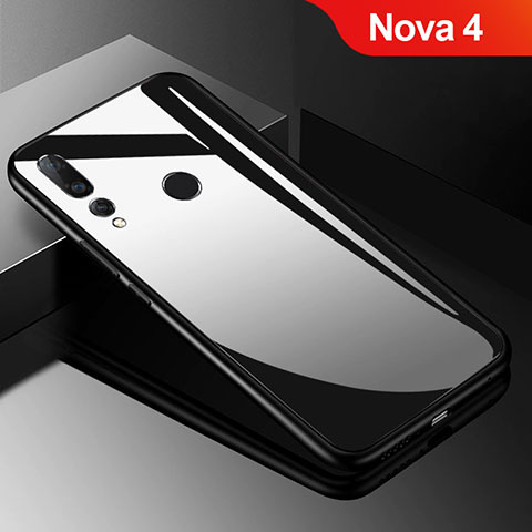 Huawei Nova 4用ハイブリットバンパーケース プラスチック 鏡面 カバー ファーウェイ ブラック