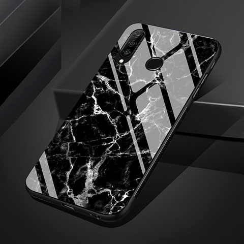 Huawei Nova 4e用ハイブリットバンパーケース プラスチック パターン 鏡面 カバー S01 ファーウェイ ブラック