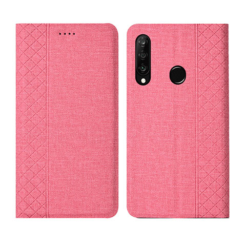 Huawei Nova 4e用手帳型 布 スタンド H02 ファーウェイ ピンク