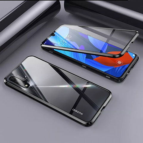 Huawei Nova 5用ケース 高級感 手触り良い アルミメタル 製の金属製 360度 フルカバーバンパー 鏡面 カバー T09 ファーウェイ ブラック