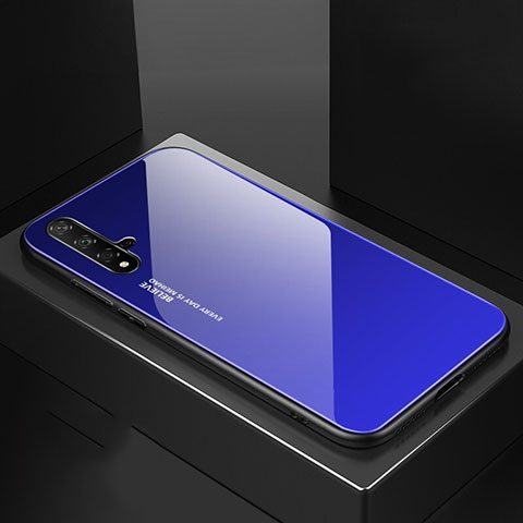 Huawei Nova 5用ハイブリットバンパーケース プラスチック 鏡面 虹 グラデーション 勾配色 カバー ファーウェイ ネイビー