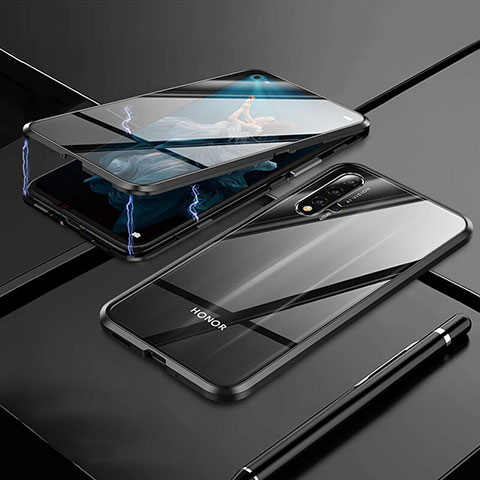 Huawei Nova 5T用ケース 高級感 手触り良い アルミメタル 製の金属製 360度 フルカバーバンパー 鏡面 カバー M01 ファーウェイ ブラック