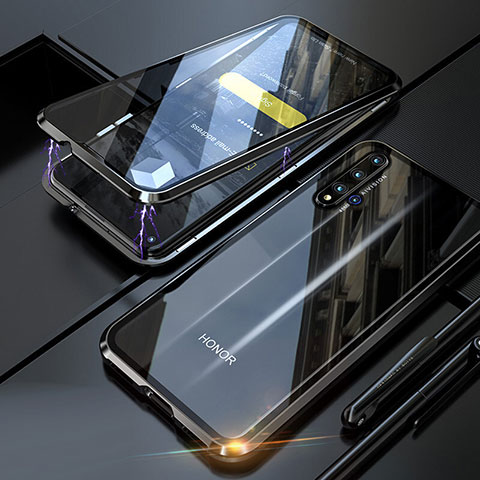 Huawei Nova 5T用ケース 高級感 手触り良い アルミメタル 製の金属製 360度 フルカバーバンパー 鏡面 カバー T01 ファーウェイ ブラック