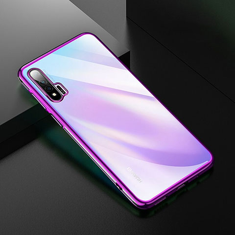 Huawei Nova 6用極薄ソフトケース シリコンケース 耐衝撃 全面保護 クリア透明 H02 ファーウェイ パープル