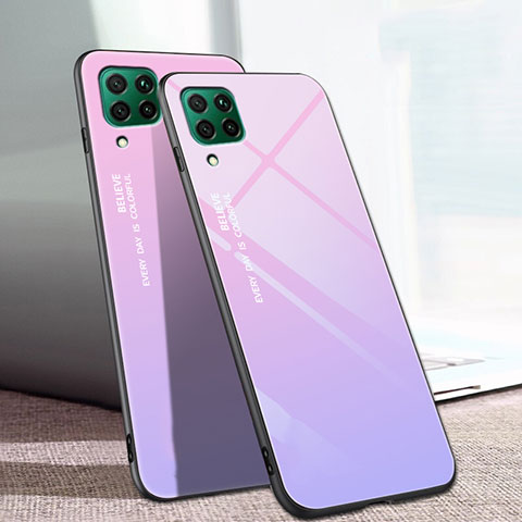 Huawei Nova 6 SE用ハイブリットバンパーケース プラスチック 鏡面 虹 グラデーション 勾配色 カバー ファーウェイ パープル