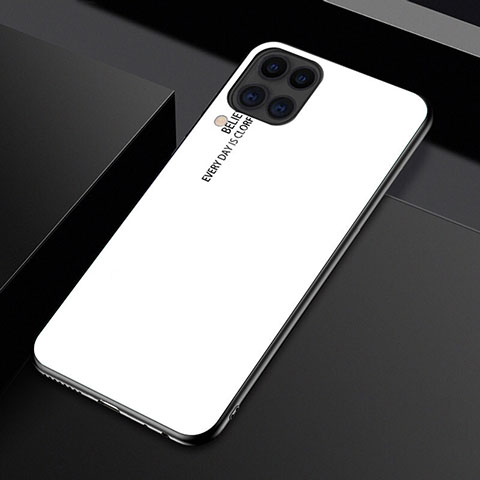 Huawei Nova 6 SE用ハイブリットバンパーケース プラスチック 鏡面 虹 グラデーション 勾配色 カバー H01 ファーウェイ ホワイト