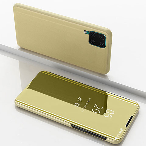 Huawei Nova 7i用手帳型 レザーケース スタンド 鏡面 カバー L02 ファーウェイ ゴールド