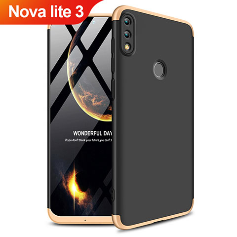 Huawei Nova Lite 3用ハードケース プラスチック 質感もマット 前面と背面 360度 フルカバー Q01 ファーウェイ ゴールド・ブラック