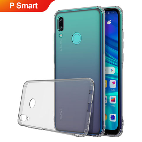 Huawei P Smart (2019)用極薄ソフトケース シリコンケース 耐衝撃 全面保護 クリア透明 H01 ファーウェイ グレー