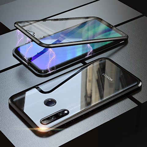 Huawei P Smart+ Plus (2019)用ケース 高級感 手触り良い アルミメタル 製の金属製 360度 フルカバーバンパー 鏡面 カバー ファーウェイ ブラック