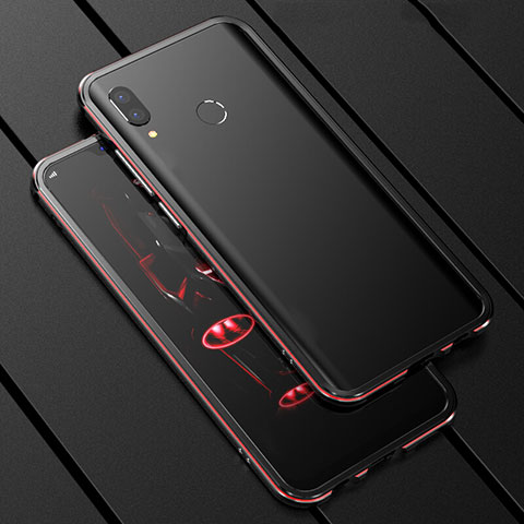 Huawei P Smart+ Plus用ケース 高級感 手触り良い アルミメタル 製の金属製 360度 フルカバーバンパー 鏡面 カバー ファーウェイ レッド・ブラック