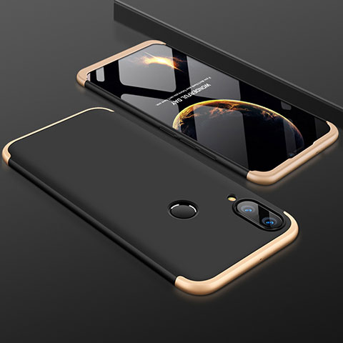 Huawei P Smart+ Plus用ハードケース プラスチック 質感もマット 前面と背面 360度 フルカバー ファーウェイ ゴールド・ブラック