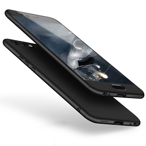 Huawei P10用ハードケース プラスチック 質感もマット 前面と背面 360度 フルカバー ファーウェイ ブラック
