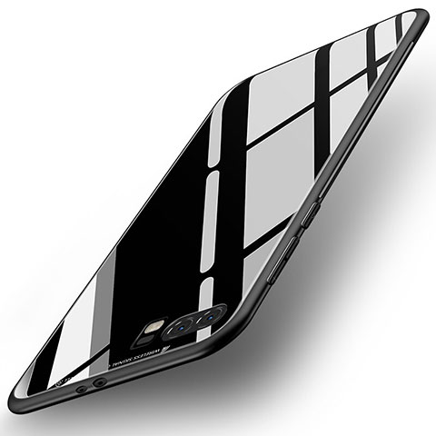 Huawei P10 Plus用ハイブリットバンパーケース プラスチック 鏡面 カバー ファーウェイ ブラック