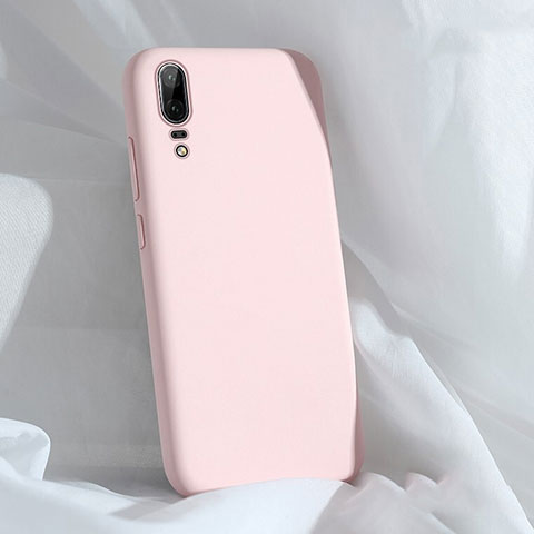 Huawei P20用360度 フルカバー極薄ソフトケース シリコンケース 耐衝撃 全面保護 バンパー C03 ファーウェイ ピンク