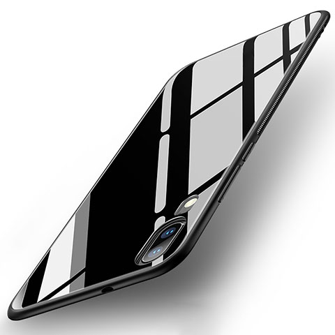 Huawei P20用ハイブリットバンパーケース プラスチック 鏡面 カバー ファーウェイ ブラック