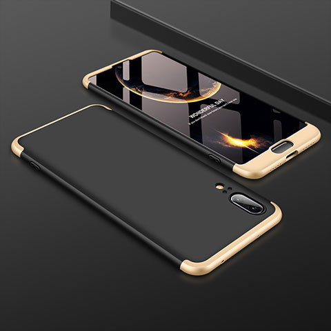 Huawei P20用ハードケース プラスチック 質感もマット 前面と背面 360度 フルカバー ファーウェイ ゴールド・ブラック