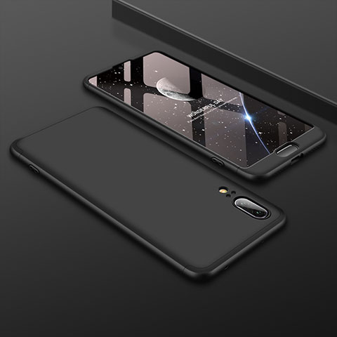 Huawei P20用ハードケース プラスチック 質感もマット 前面と背面 360度 フルカバー ファーウェイ ブラック