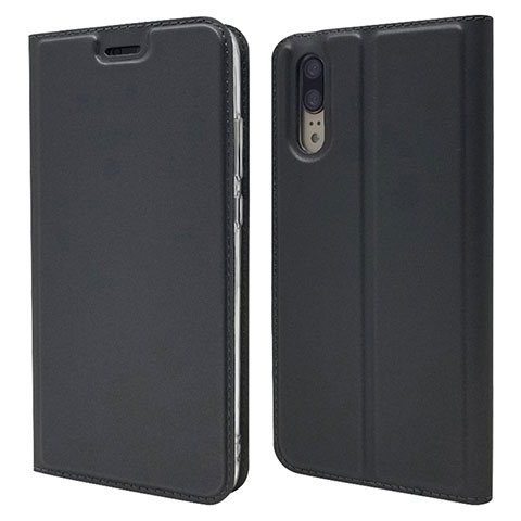 Huawei P20用手帳型 レザーケース スタンド カバー L04 ファーウェイ ブラック