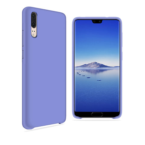 Huawei P20用前面と背面 360度 フルカバー 極薄ソフトケース シリコンケース 耐衝撃 全面保護 バンパー ファーウェイ パープル