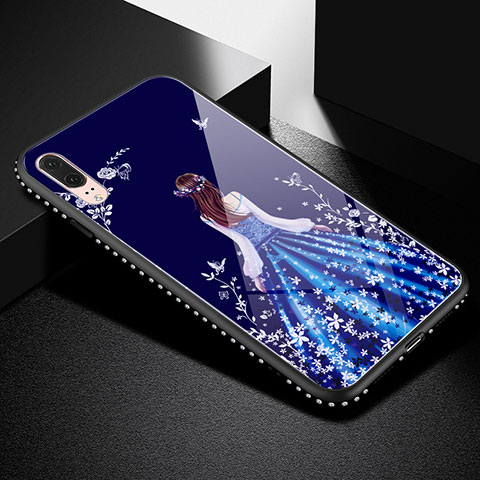 Huawei P20用ハイブリットバンパーケース プラスチック ドレスガール ドレス少女 鏡面 カバー ファーウェイ ブラック