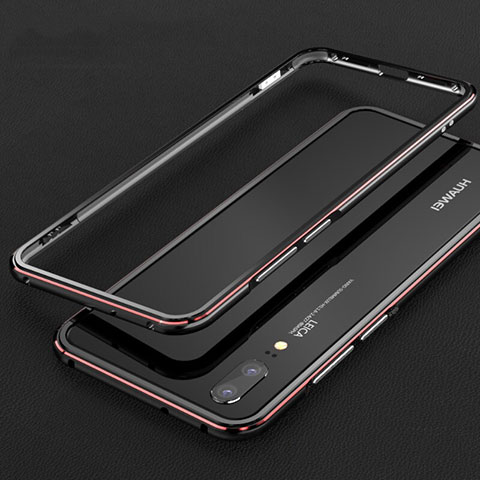Huawei P20用ケース 高級感 手触り良い アルミメタル 製の金属製 バンパー カバー M01 ファーウェイ レッド・ブラック
