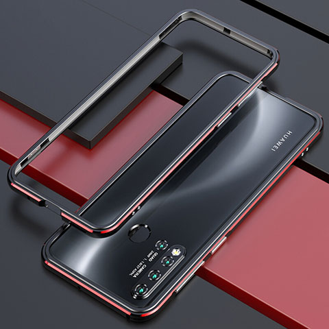 Huawei P20 Lite (2019)用ケース 高級感 手触り良い アルミメタル 製の金属製 バンパー カバー T01 ファーウェイ レッド・ブラック