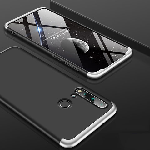 Huawei P20 Lite (2019)用ハードケース プラスチック 質感もマット 前面と背面 360度 フルカバー P01 ファーウェイ シルバー・ブラック