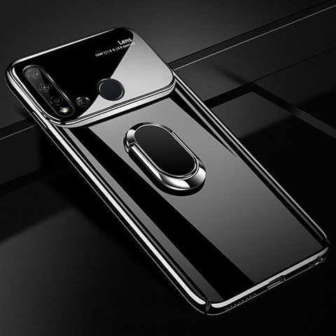 Huawei P20 Lite (2019)用ハードケース プラスチック 質感もマット アンド指輪 マグネット式 P01 ファーウェイ ブラック