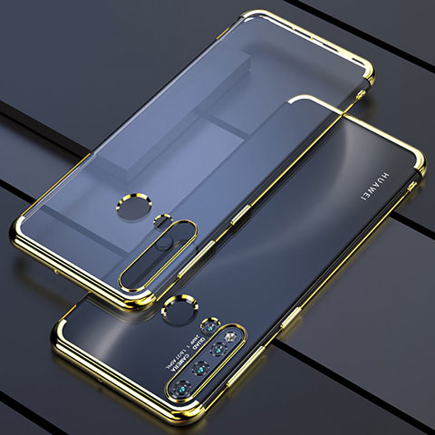 Huawei P20 Lite (2019)用極薄ソフトケース シリコンケース 耐衝撃 全面保護 クリア透明 S04 ファーウェイ ゴールド