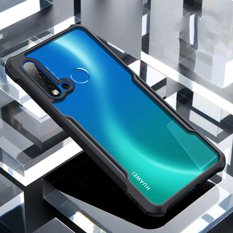 Huawei P20 Lite (2019)用ハイブリットバンパーケース クリア透明 プラスチック 鏡面 カバー H01 ファーウェイ ブラック