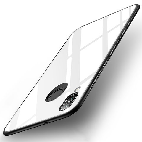 Huawei P20 Lite用ハイブリットバンパーケース プラスチック 鏡面 カバー ファーウェイ ホワイト