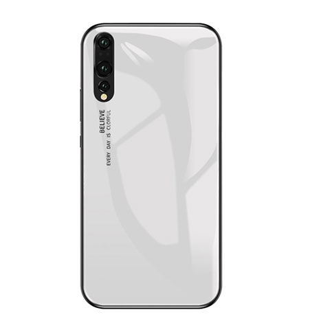 Huawei P20 Pro用ハイブリットバンパーケース プラスチック 鏡面 虹 グラデーション 勾配色 カバー ファーウェイ ホワイト