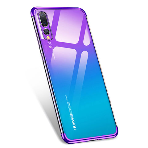 Huawei P20 Pro用極薄ソフトケース シリコンケース 耐衝撃 全面保護 クリア透明 T07 ファーウェイ パープル