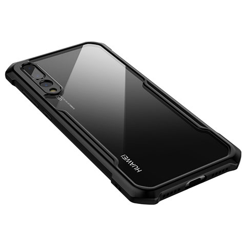 Huawei P20 Pro用ハイブリットバンパーケース クリア透明 プラスチック 鏡面 カバー M03 ファーウェイ ブラック