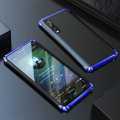 Huawei P20 Pro用ケース 高級感 手触り良い アルミメタル 製の金属製 カバー ファーウェイ ネイビー