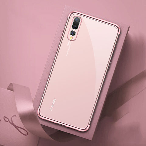 Huawei P20 Pro用極薄ソフトケース シリコンケース 耐衝撃 全面保護 クリア透明 S07 ファーウェイ ピンク